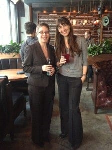 Acquisitions Editor Mary Francis (L) and Journals Publishing Manager Hannah Love (R) at the Film Quarterly reception 