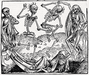 "Danse macabre by Michael Wolgemut". Licensed under Public Domain via Commons.